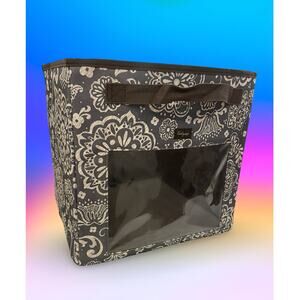 Thirty One Your Way Cube Clear Front Bin Gray Mandala Floral Brown Tote 12.5"